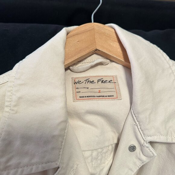 Free People Opal Swing Denim Jacket Bright Ecru / Cream White Small - Picture 5 of 6